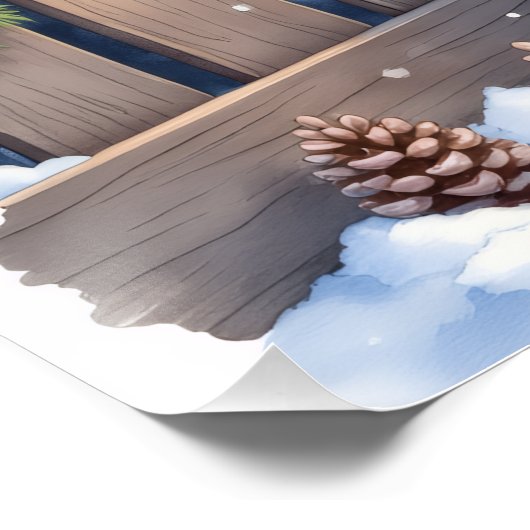 Field Spaniel Snowy Fence Santa Hat Christmas Art Perfect Poster (Hoek)