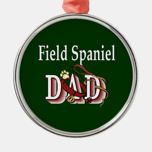 Field Spaniel Vader Metalen Ornament (Voorkant)