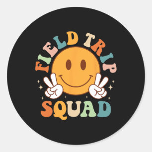 Field-trip Squad Groovy Field Day 0 Teacher Kinder Ronde Sticker