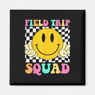 Field Trip Squad Groovy Field Day Hippie Smile Fac Magneet