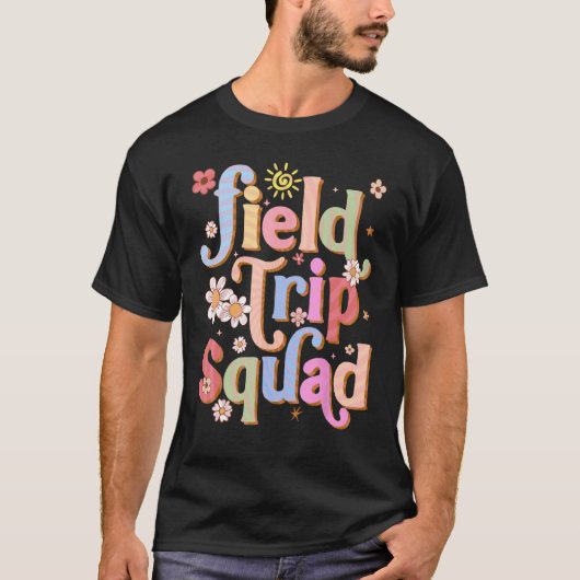 Field Trip Squad Groovy Retro Field Day 2023 Teach T-shirt (Voorkant)