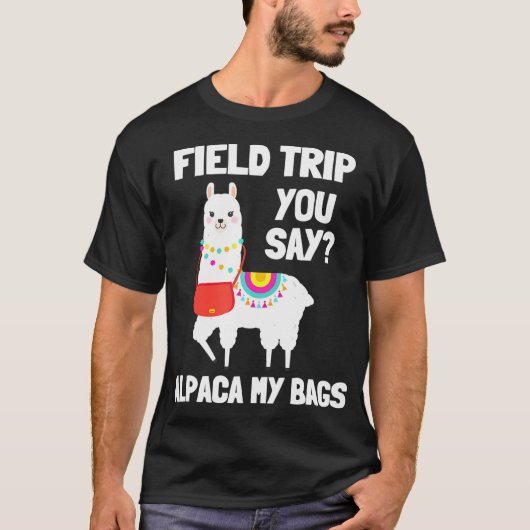 Field Trip veld dag squad alpaca leraren grappig T-shirt (Voorkant)