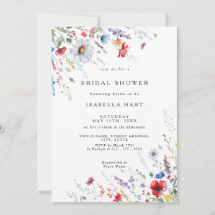 Field Wild Flower Boho Bridal Shower Uitnodiging