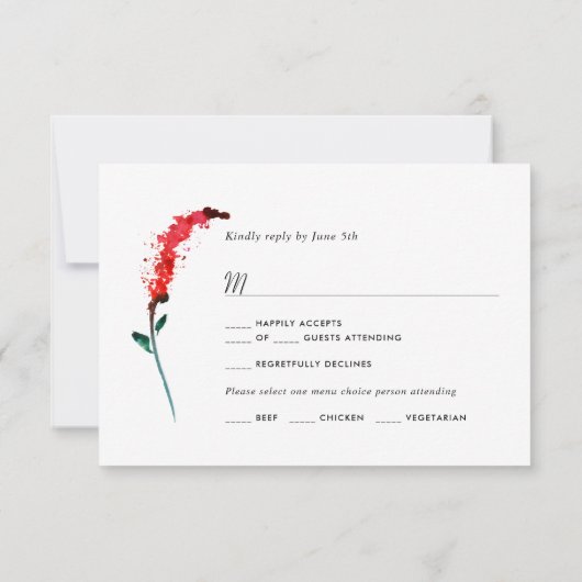 Field Wildflower bruiloft RSVP Kaartje (Achterkant)