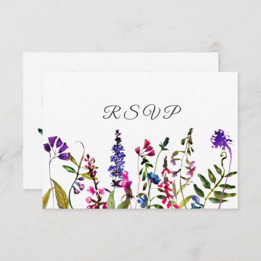 Field Wildflower bruiloft RSVP Kaartje (Voorkant / Achterkant)