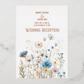 Field Wildflowers Roos Gold Foil Invitation Folie Uitnodiging (Voorkant)