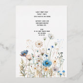 Field Wildflowers Roos Gold Foil Invitation Folie Uitnodiging (Achterkant)