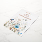 Field Wildflowers Roos Gold Foil Invitation Folie Uitnodiging (Gedraaid)