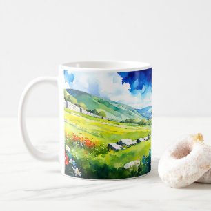"Fielddale" Breed landschap Yorkshire Dales Scène Koffiemok