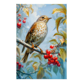 Fieldfare in het winterlandschap, impressionistisc perfect poster