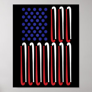 Fieldhockey Amerikaanse vlag Fieldhockeyspeler VS Poster