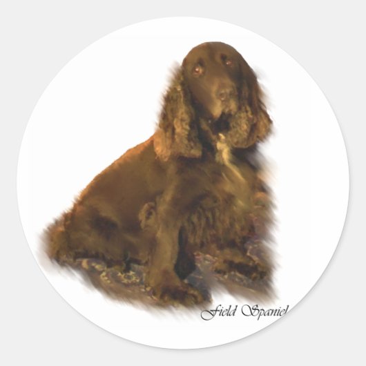 Fieldspaniel Art Giften Ronde Sticker (Voorkant)