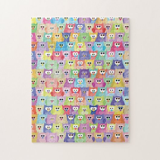 Fiendish Brighlty Colored Owls Legpuzzel (Verticaal)