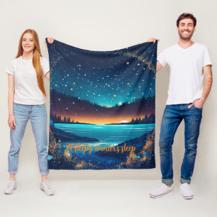 Fierce Abstract River met magische sterren - Sunse Fleece Deken