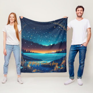 Fierce Abstract River met magische sterren - Sunse Fleece Deken