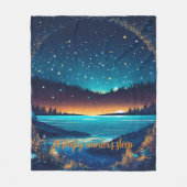 Fierce Abstract River met magische sterren - Sunse Fleece Deken (Voorkant)