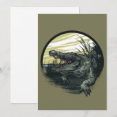 Fierce Alligator Swamp Illustration Art Feestdagenkaart (Voorkant / Achterkant)