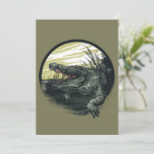 Fierce Alligator Swamp Illustration Art Feestdagenkaart (Staand voorkant)