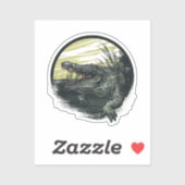 Fierce Alligator Swamp Illustration Art Sticker (Vel)