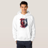 Fierce Alpha Wolf – Red & Blue Splatter Art | wild Hoodie (Voorkant volledig)