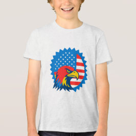 Fierce Amerikaanse Zeearend op Ronde Vlag van de V Tri-Blend Shirt