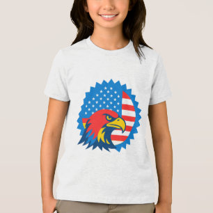 Fierce Amerikaanse Zeearend op Ronde Vlag van de V Tri-Blend Shirt