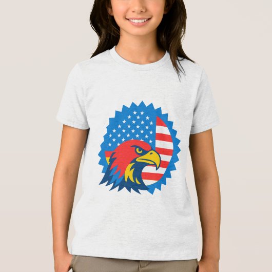 Fierce Amerikaanse Zeearend op Ronde Vlag van de V Tri-Blend Shirt (Voorkant)