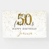 Fierce and Fabulous Happy Birthday Black en Gold Spandoek (Horizontaal)