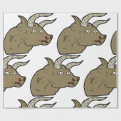 Fierce Angry Bull Head Rustieke Wilde Dier Cadeaupapier (Vlak)