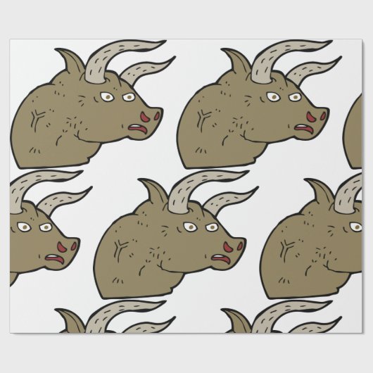 Fierce Angry Bull Head Rustieke Wilde Dier Cadeaupapier (Vlak)