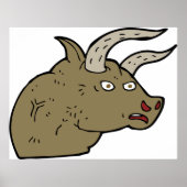 Fierce Angry Bull Head Rustieke Wilde Dier Poster (Voorkant)