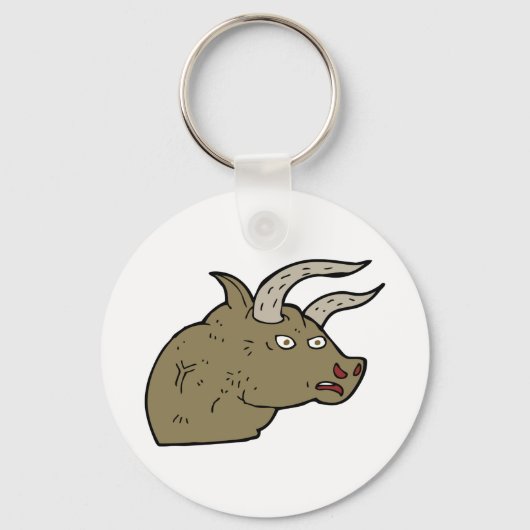 Fierce Angry Bull Head Rustieke Wilde Dier Sleutelhanger (Voorkant)