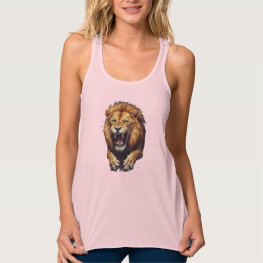 Fierce Angry Lion Illustratie Tanktop (Voorkant)