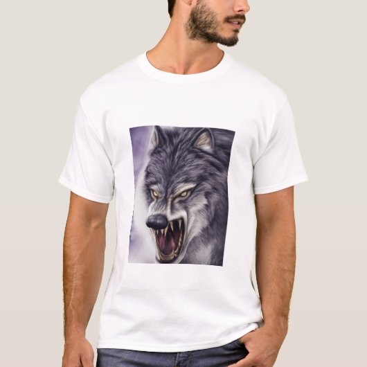 Fierce Angry Wolf met Fangs, Attack Mode Graphic T-shirt (Voorkant)