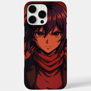Fierce Anime Girl Telefoonhoesje – Rode ogen & sja iPhone 16 Pro Max Hoesje