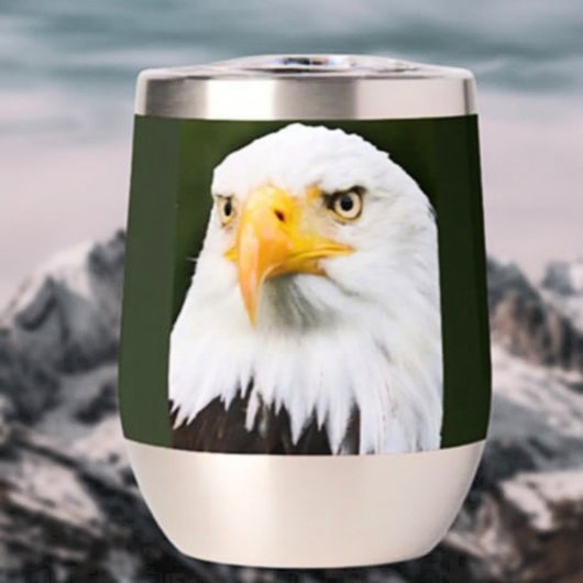 Fierce Bald Eagle Head Patriotic Stemless