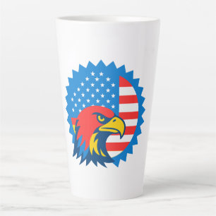 Fierce Bald Eagle op ronde Amerikaanse vlag Latte Mok