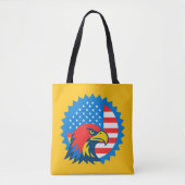 Fierce Bald Eagle op ronde Amerikaanse vlag Tote Bag (Voorkant)
