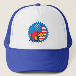 Fierce Bald Eagle op ronde Amerikaanse vlag Trucker Pet