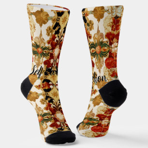 Fierce Barokke Parel & Floral Art Deco Tegelmotief Sokken