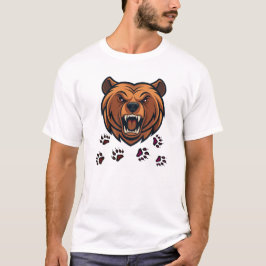 Fierce Beerhoofd Brullend Mascotte Grafisch T-shir T-shirt