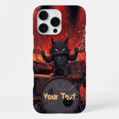 Fierce Black Cat Playing Drums Angry Drummer iPhone Hoesje (Achterkant)