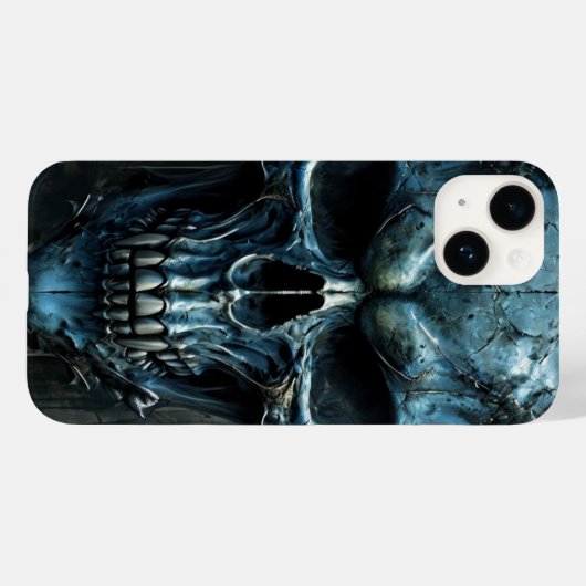 Fierce Blue Skull iPhone 14 Hoesje (Achterkant (horizontaal))