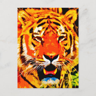 Fierce Bright Oranje Siberian Tiger Briefkaart