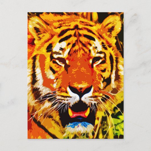 Fierce Bright Oranje Siberian Tiger Briefkaart (Voorkant)
