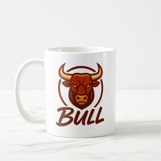 Fierce Bull Head Logo, Creative Mascot BULL Koffiemok (Links)