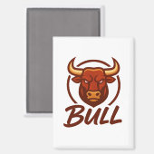 Fierce Bull Head Logo, Creative Mascot BULL Magneet (Voorkant / Achterkant)