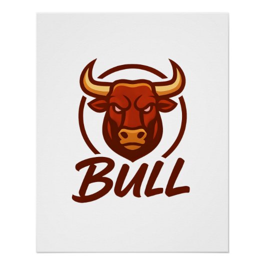 Fierce Bull Head Logo, Creative Mascot BULL Perfect Poster (Voorkant)