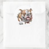 Fierce Bulldog voor Hondenliefhebbers Ronde Sticker (Tas)