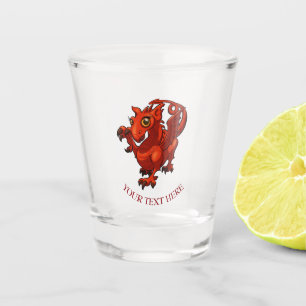 Fierce but Cute Baby Welsh Red Dragon Cartoon Shot Glas